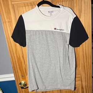 Champion Men's Black and Gray Colorblock Tee